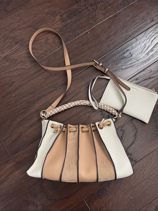 Dolce Vita Handbags - Dolce Vita Cream and Tan Braided-Handle Crossbody Bag